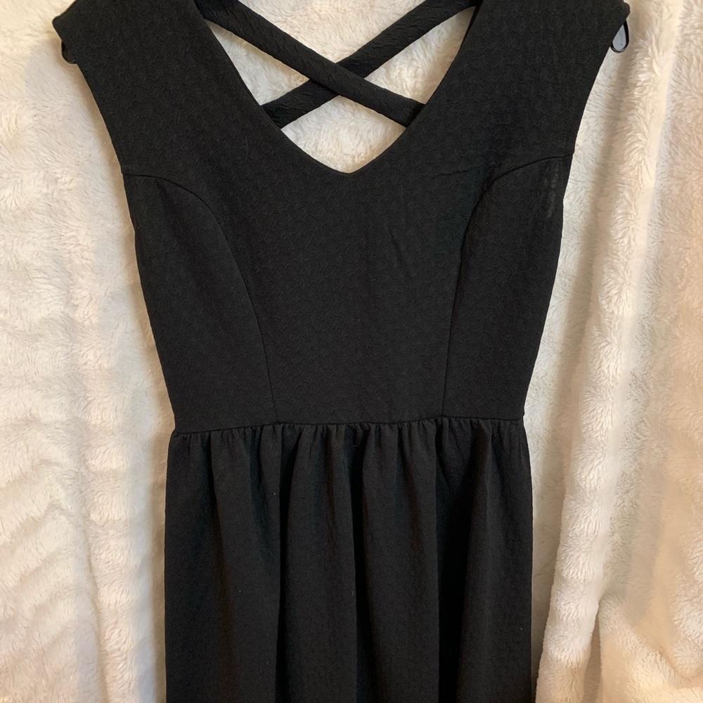 Black Cross Back Peplum Dress